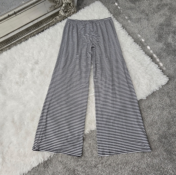 Fashion Casual Drawstring Elastic Waist Womens Stripe Wide Leg Pants. Bl… - Picture 3 of 9